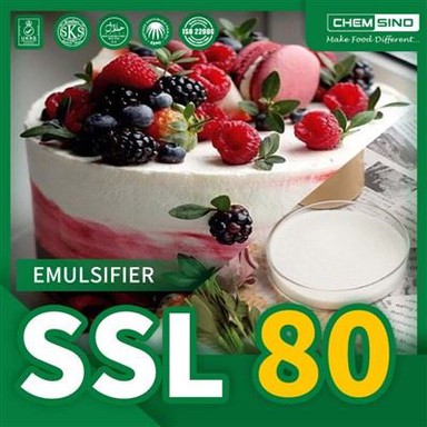 व्हीप्ड टॉपिंग्स में स्टेबलाइजर के रूप में सोडियम स्टीयरॉयल लैक्टिलेट एसएसएल80 प्रतिशत